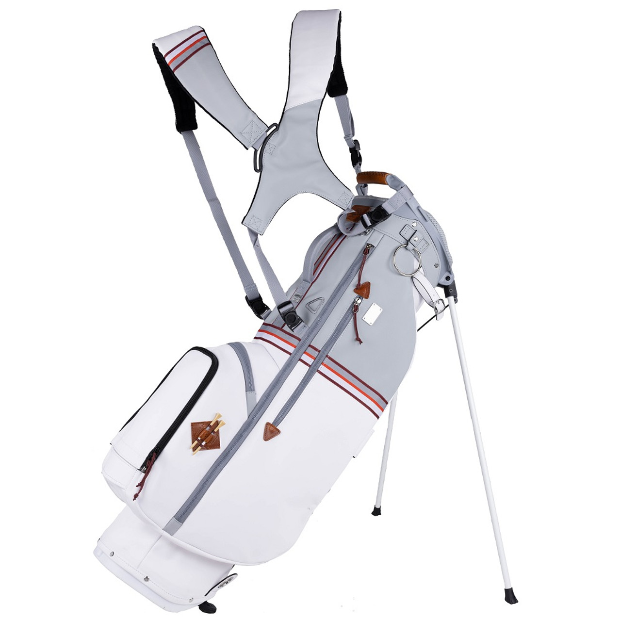 Sun Mountain Mid Stripe Stand Bag - 2023, White/cadet/brick