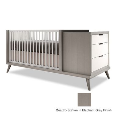 Tulip Soren Piece Nursery Set Quattro Station And Lingerie Chest In Elephant Gray Free Shipping