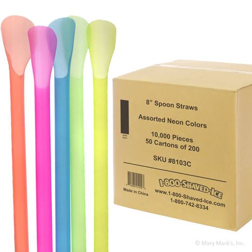 Snow Cone Spoon Straws - Case of 10,000