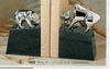 Chrome and Black Marble Bookends Bear and Bull