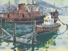 David Solomon Color Print Boat .Landscape Artist /signed
