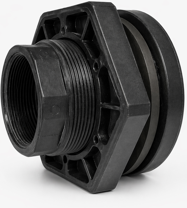 4" Poly Bulkhead / Tank Fitting with EPDM Gasket