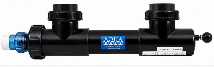 Aqua UV Classic - 25 Watt Clarifier/Sterilizer with Wiper Black - 3/4" In / Out