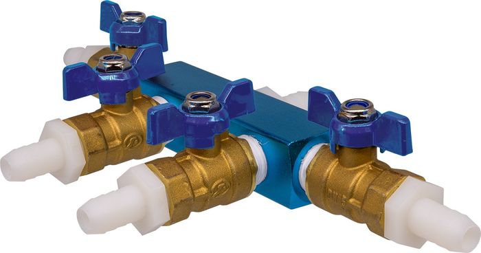 EasyPro - 4 Way 1/2in Valved Splitter - Air/Water - SPL124