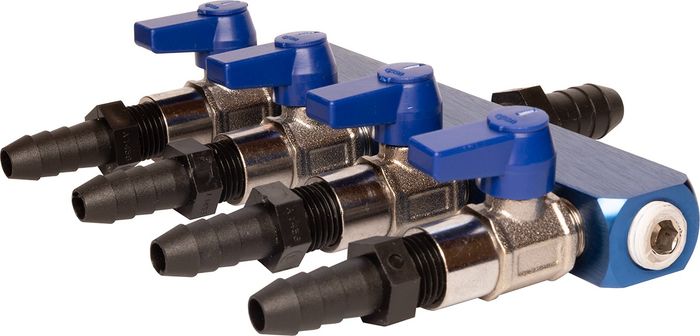 EasyPro - 4 Way 3/8in Valved Splitter - Air/Water - SPL384