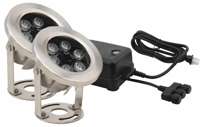 EasyPro - Stainless Steel LED Submersible Light Kit - Warm White - 9 Watts (Incl 2 x 9 Watt Lights and 45 Watt Transformer - LED9WWK