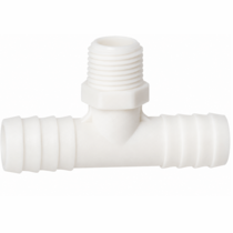Threaded - Insert Tee Fitting - 1/2" MPT x 3/4" BARB x 3/4" BARB - White Nylon