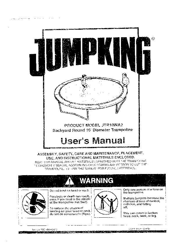 10' JUMPKING Model JTR10WA2 Manual
