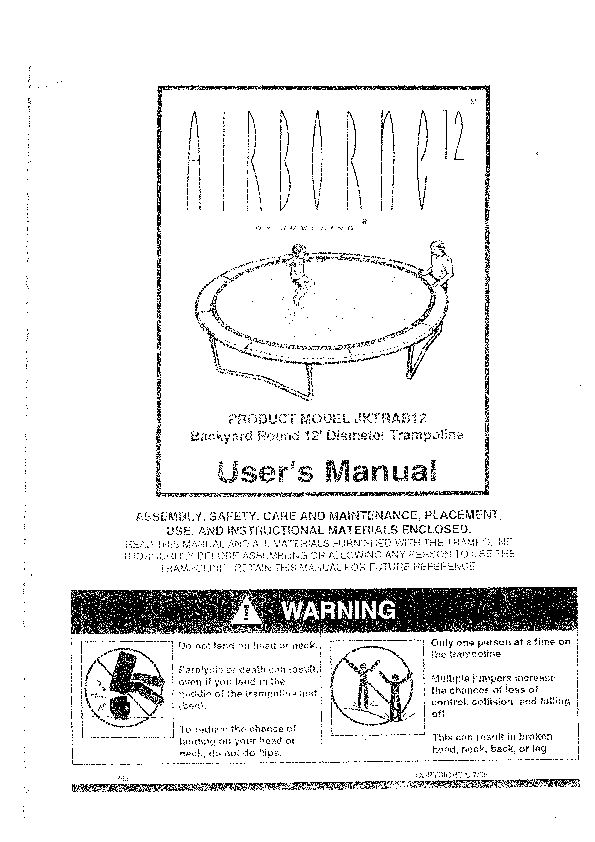 12' JUMPKING AIRBORNE Model JKTRAB12 Manual