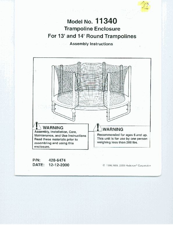 13' & 14' HEDSTROM Model 11340 ENCLOSURE Manual