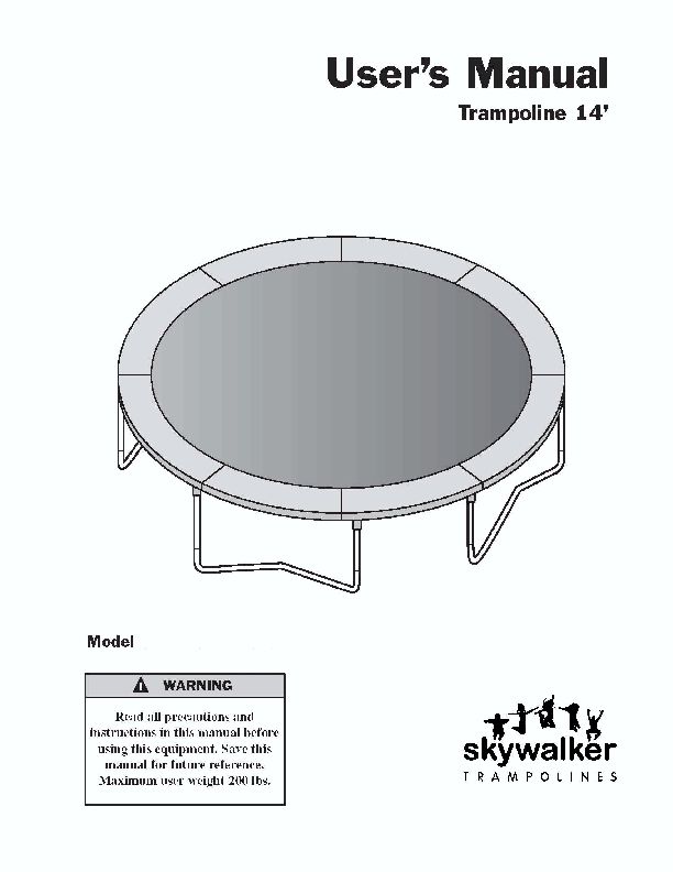14' SKYWALKER STSC14R Trampoline Manual