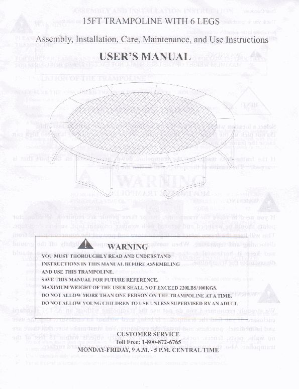 15' Got Bounce Trampoline Manual