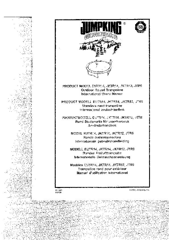 JUMPKING Models EUTR14, JKTR14, JKTR12 & TJTR6 Manual