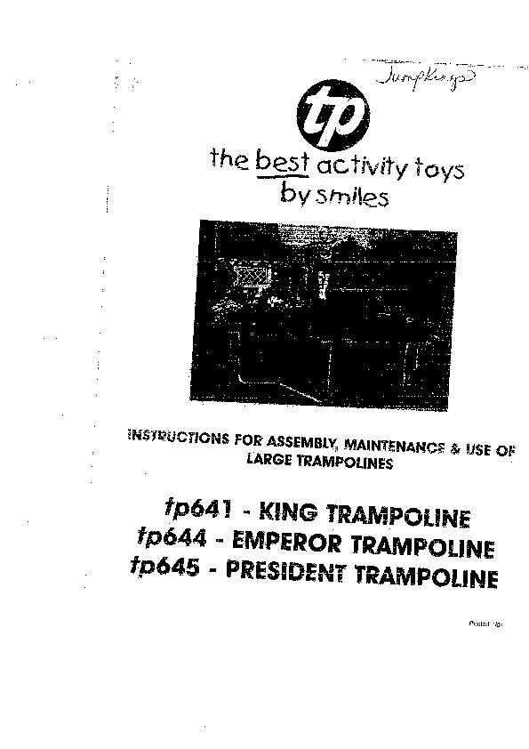 JUMPKING TP, TP641, TP644, & TP645 Manual