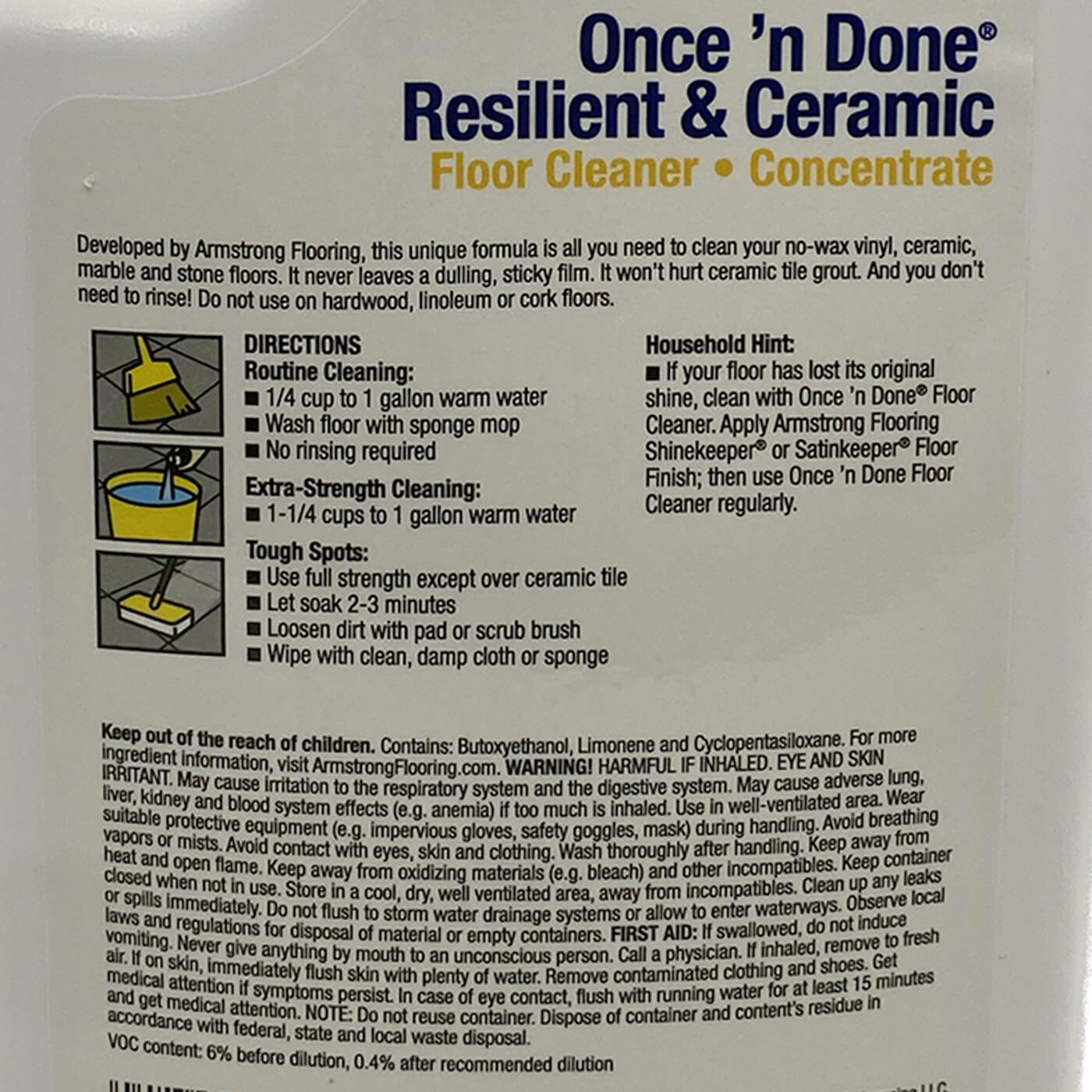 32oz Once n Done No Rinse Cleaner Conc S338 Armstrong