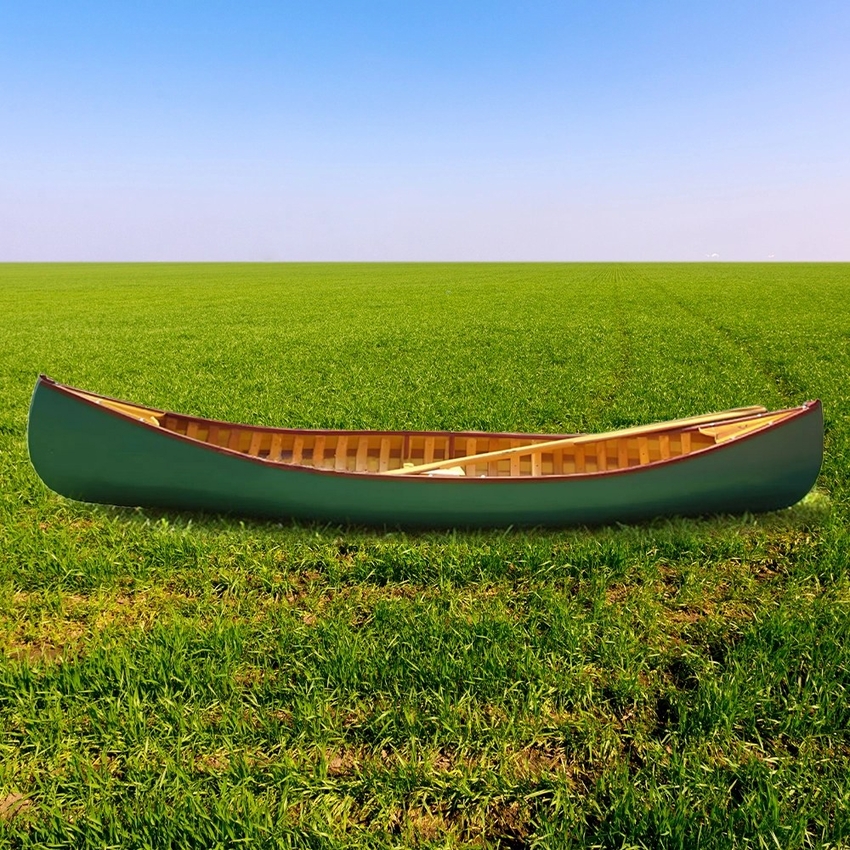 Green Canoe with Ribs Curved Bow
