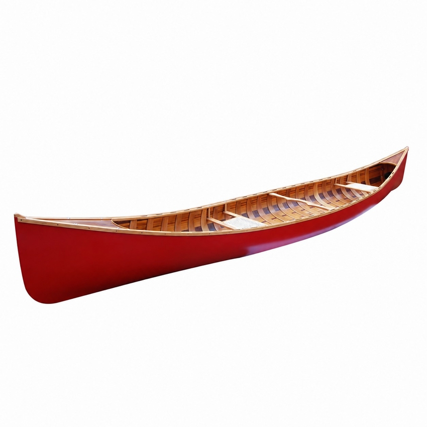 Red Wooden Canoe with Ribs 16