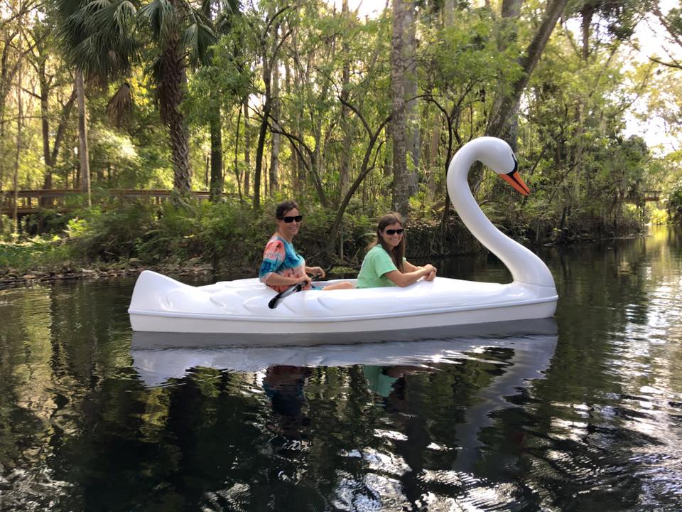 Two People in Swan Kayak