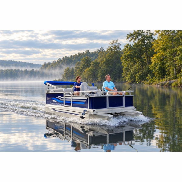 Illustrative electric-cruising scene based on a Laker product photo