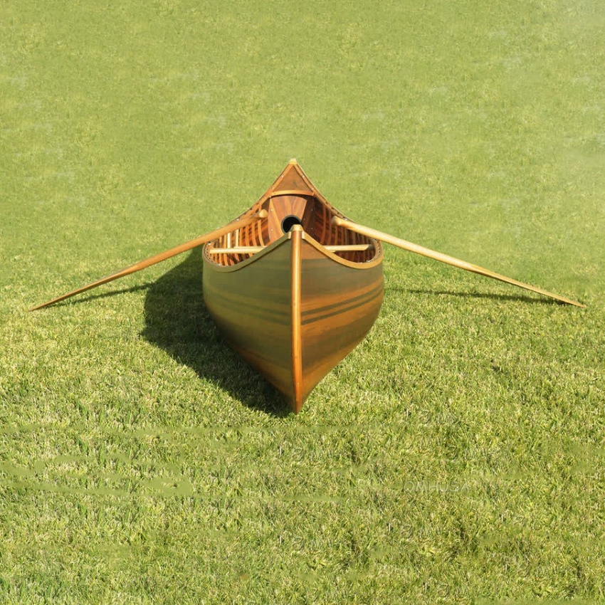 Wooden Canoe With Ribs Curved Bow Matte Finish 12 ft