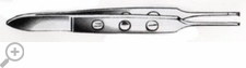 BISHOP-HARMON forceps with suture platform, 1x2 teeth extra delicate 0.4mm tip, 3-1/4" long