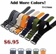 5 Ring Ballistic Army Military Black & Grey Stripes Nylon Watch Band #3030