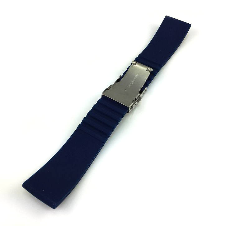 Breitling Compatible Blue Rubber Silicone Replacement Watch Band Strap Double Locking Steel