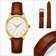 Orient Compatible Light Brown Croco Leather Watch Band Strap Belt Gold Steel Buckle #1084
