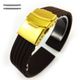 Armitron Compatible Brown Rubber Silicone Replacement Watch Band Strap Gold Double Lock Buckle #4017G