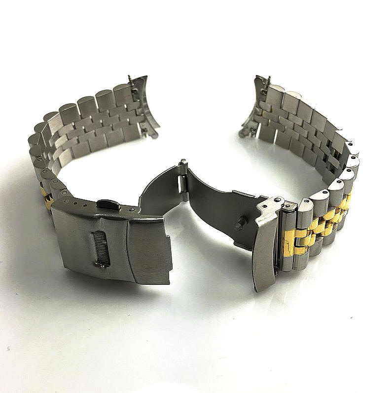 Bulova Compatible Metal Jubilee Style Two Tone Curved End Watch Band 7005