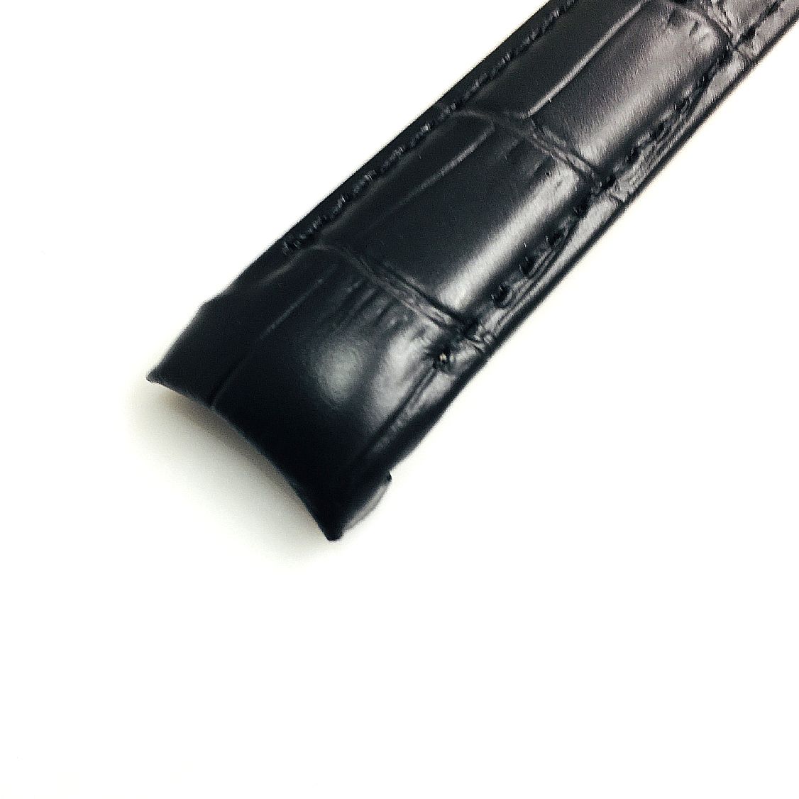 Seiko 22mm Black Crocodile Leather Watch Strap With Push-Button Butterfly Deployment Clasp