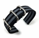 Black & Gray Stripes Nylon Watch Band Strap Belt Army Military Silver Buckle #6041
