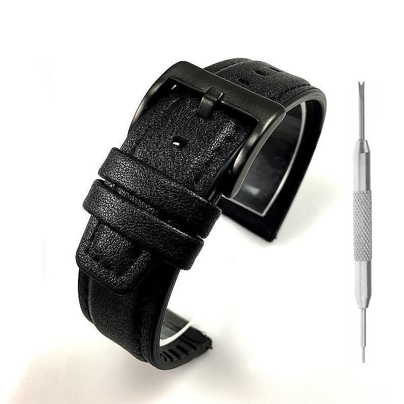 Black Leather Watch Strap With Black Steel Buckle 151620