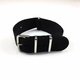 Black One Piece Slip Through Nylon 22mm Watch Band Strap Silver Buckle #6002