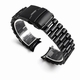 Timex Compatible Black PVD Metal Steel President Style Replacement Curved End Watch Band #7022