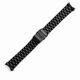 Timex Compatible Black PVD Metal Steel President Style Replacement Curved End Watch Band #7022