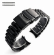 Black PVD 20MM Metal Steel President Style Replacement Curved End Watch Band #7022