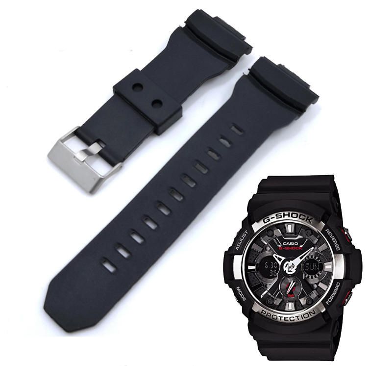 Black Rubber Replacement Band Strap Fits Casio G-Shock Watch GA200 GA-200