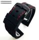 Black Silicone 19mm Watch Band Strap Red Stitching Steel Buckle #4006