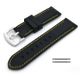 Black Silicone 19mm Watch Band Strap Steel Buckle Yellow Stitching #4005