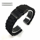 Black Silicone 20mm Replacement Watch Band Strap Double Locking Clasp #4099