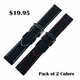 Black Silicone 26mm Watch Band Strap Red Stitching Steel Buckle #4006