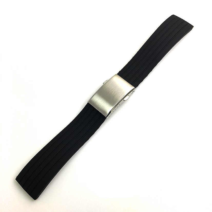 Orient Compatible Black Silicone Rubber Strap Replacement Watch Band