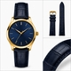 Guess Compatible Blue Croco Genuine Leather Replacement Watch Band Strap Gold Steel Buckle #1083