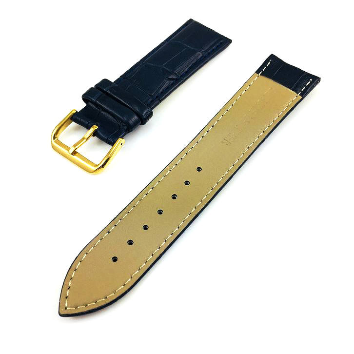 Blue Croco Leather Watch Band Gold Buckle 108316