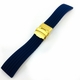 Lacoste Compatible Blue Rubber Silicone Replacement Watch Band Strap Gold Double Lock Buckle #4015G