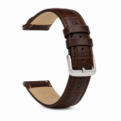 Brown Elegant Croco Genuine Leather Replacement Watch Band Strap Steel Buckle #1042