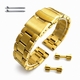 Bulova Compatible Gold Tone Brushed Metal Steel Curved End Watch Band #7008
