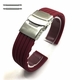 Bulova Compatible Red Silicone Replacement Watch Band Strap Double Locking Clasp #4431