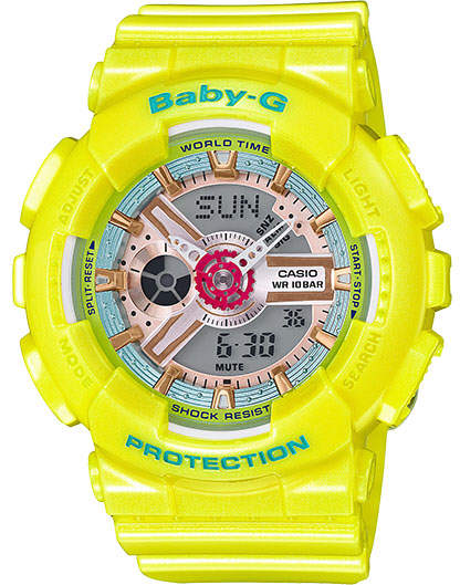 Casio G-Shock BA110AH-9A Orologio Baby-G | Resina Giallo Pastello | Resistente Agli Urti E Impermeabile 100m